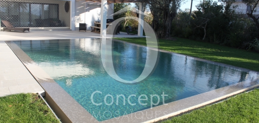 Swimming pool tile petrol blue water by Ô Concept