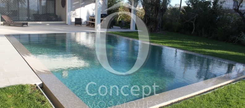 Swimming pool tile petrol blue water by Ô Concept